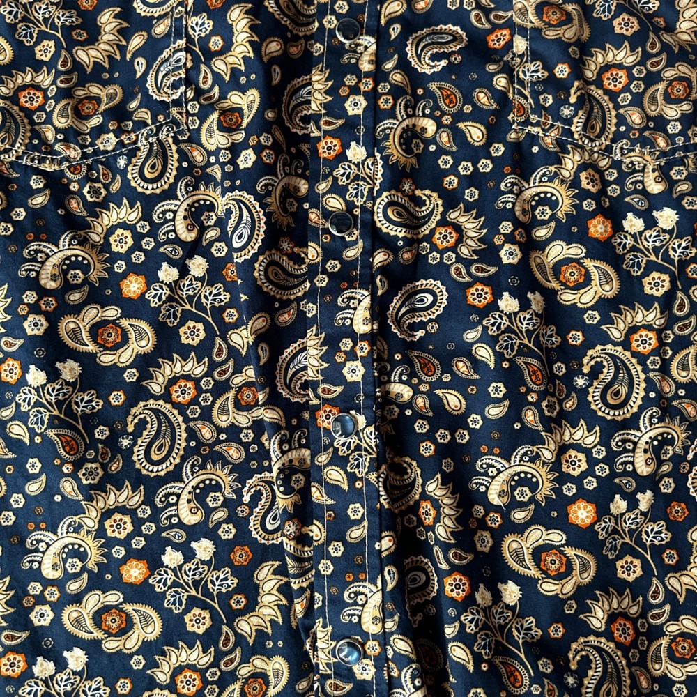 Cowboy Hardware Womens Paisley Western Snap Button Shirt Blue Long Sleeve XL - Picture 2 of 7